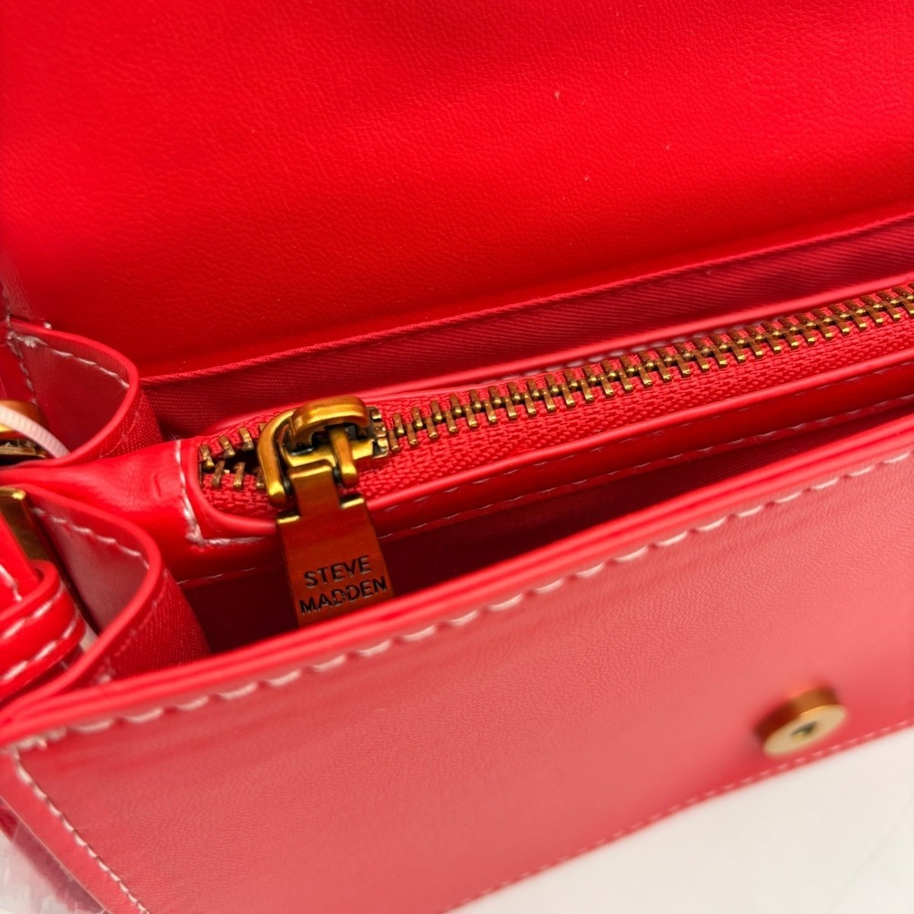 Steve Madden BMAZIE Cherry Embroidered Crossbody‎ Bag Red White Polka Dot Scarf - Picture 3 of 16